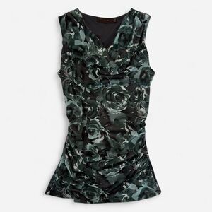 green rose mesh cowl neck sleeveless blouse